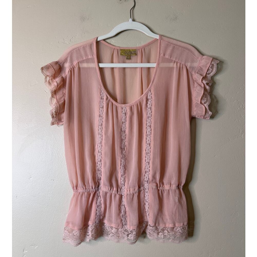 Vintage 90's Princess Vera Wang Blush Peplum Lace Blouse Medium